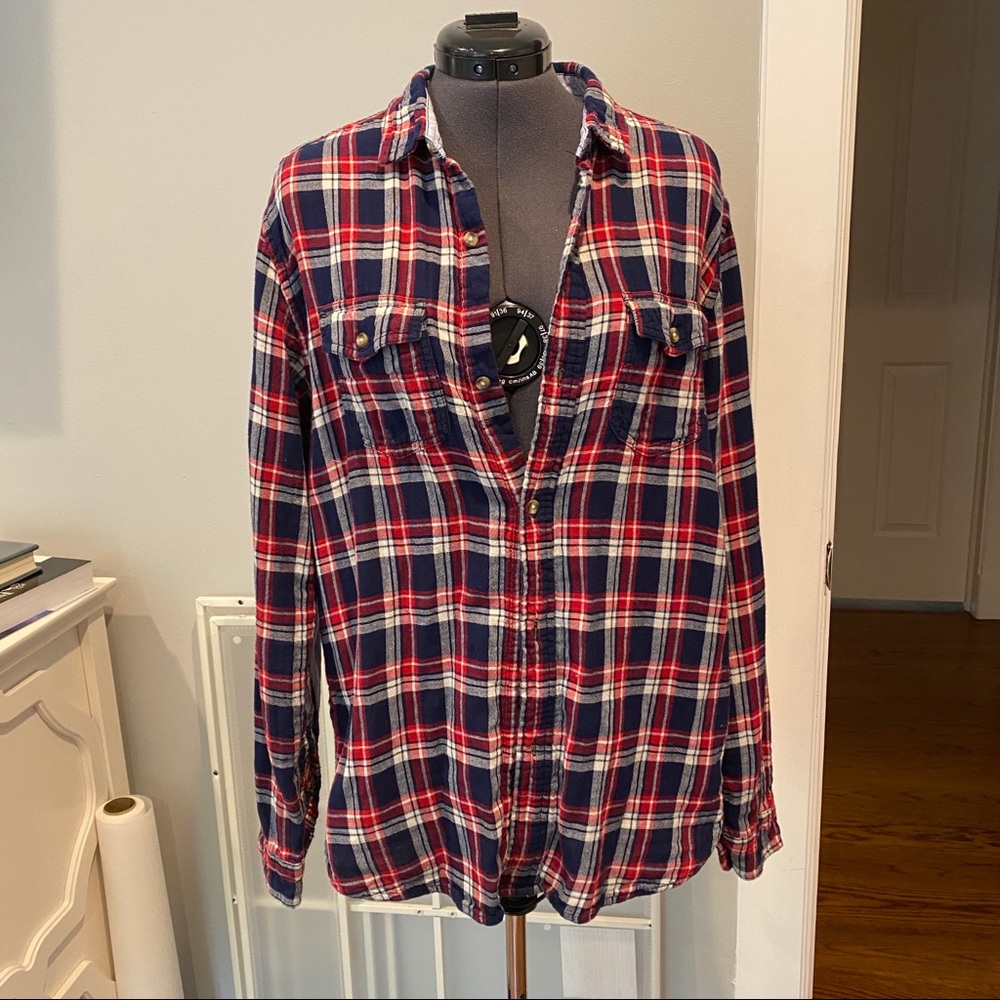 Flannel with denim detail